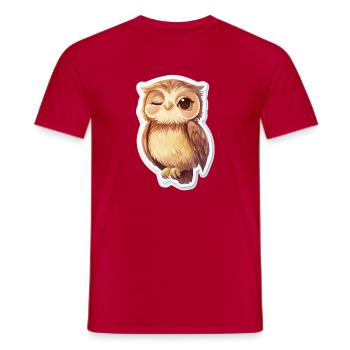 Eule - Männer T-Shirt - Rot - Vorne - AI Model Male 178 dark (178cm)
