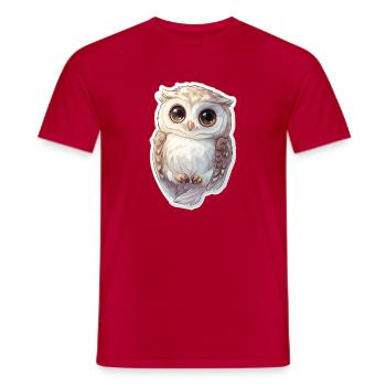 Eule - Männer T-Shirt - Rot - Vorne - AI Model Male 178 dark (178cm)