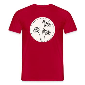 Daisy Line Art – Floral Motif Circle - Men's T-Shirt - red - Front - AI Model Male 178 dark (178cm)