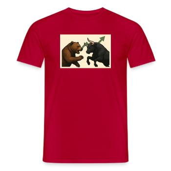 Stock market battle bears against bull - Men's T-Shirt - red - Front - AI Model Male 178 dark (178cm)