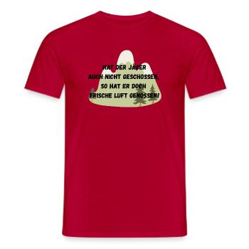 Humorous mountaineer saying - Men's T-Shirt - red - Front - AI Model Male 178 dark (178cm)