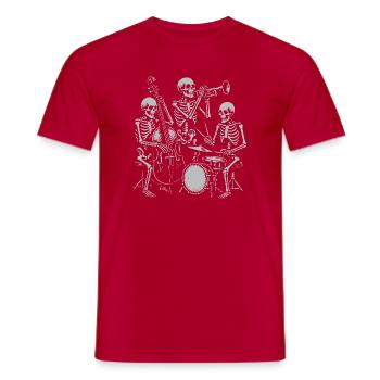 Skeleton Jazz Band Illustration - Men's T-Shirt - red - Front - AI Model Male 178 dark (178cm)