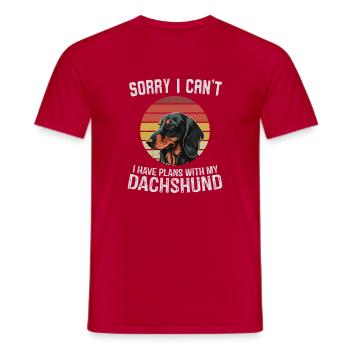 Sorry I Can't, I Have Plans With My Dachshund - Men's T-Shirt - red - Front - AI Model Male 178 dark (178cm)