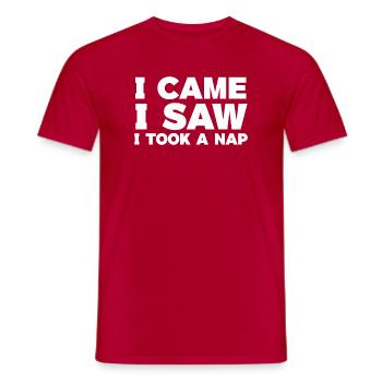 I Came I Saw I Took a Nap Tee - Men's T-Shirt - red - Front - AI Model Male 178 dark (178cm)