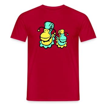 2 snail shell snails child dad mom family - Men's T-Shirt - red - Front - AI Model Male 178 dark (178cm)
