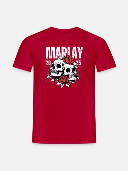 Skelett-Schädel mit Rosen und Memorial-Thema - Männer T-Shirt - Rot
