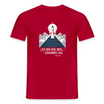 Jesus zeigt den Weg Christlicher Glauben Spruch  - Männer T-Shirt - Rot - Vorne - AI Model Male 178 dark (178cm)