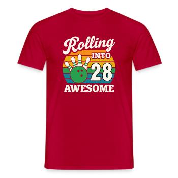 Bowling 28th Birthday Celebration Graphic - Men's T-Shirt - red - Front - AI Model Male 178 dark (178cm)
