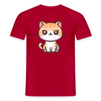 Cute Cartoon Kitten - Men's T-Shirt - red - Front - AI Model Male 178 dark (178cm)