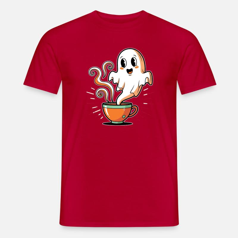 Kaffeegeist mit charmantem Gesicht - Männer T-Shirt - Rot