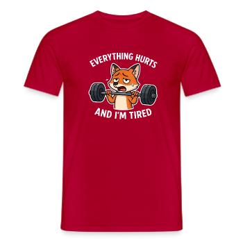 Exhausted Fox Lifting Weights Illustration - Men's T-Shirt - red - Front - AI Model Male 178 dark (178cm)