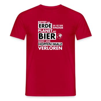 Save the Earth Only Planet with Beer - Men's T-Shirt - red - Front - AI Model Male 178 dark (178cm)