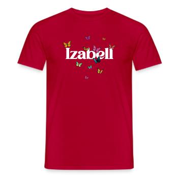 Beau prénom de fille IZABELL avec des papillons - T-shirt homme - rouge - Devant - AI Model Male 178 dark (178cm)
