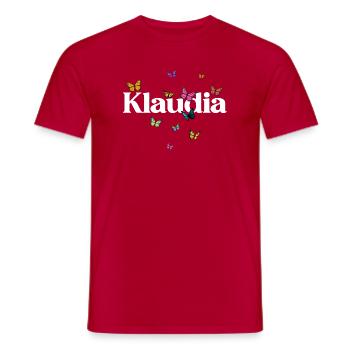 Joli prénom de fille Klaudia avec des papillons - T-shirt homme - rouge - Devant - AI Model Male 178 dark (178cm)