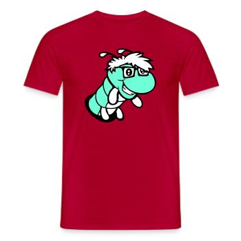 nerd caterpillar looks hole geek worm horn-rimmed glasses smart - Men's T-Shirt - red - Front - AI Model Male 178 dark (178cm)