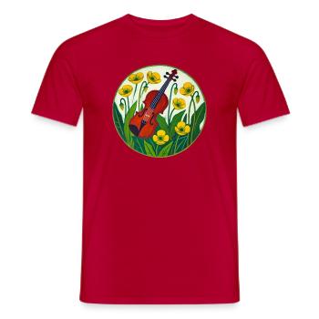 Lebendige Violine inmitten von Sonnenblumen - Männer T-Shirt - Rot - Vorne - AI Model Male 178 dark (178cm)