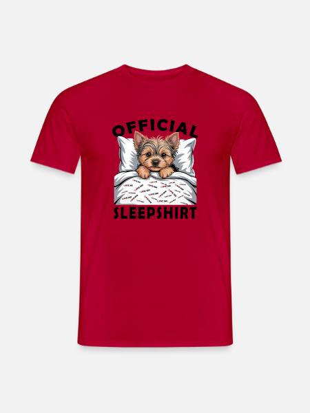 Yorkie im Bett Liebesbotschaft - Männer T-Shirt - Rot