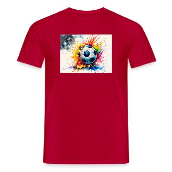 Explosiver Aquarell-Fußball - Männer T-Shirt - Rot - Vorne - AI Model Male 178 dark (178cm)