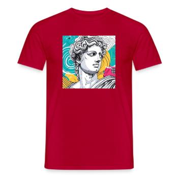 Colorful Abstract Mythology Statue - Men's T-Shirt - red - Front - AI Model Male 178 dark (178cm)