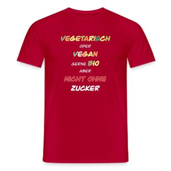 Végétarien, végétalien, bio de préférence ! - T-shirt homme - rouge - Devant - AI Model Male 178 dark (178cm)