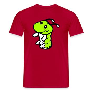 Caterpillar Bottom Hole Cute Smiles Friendly Happy - Men's T-Shirt - red - Front - AI Model Male 178 dark (178cm)