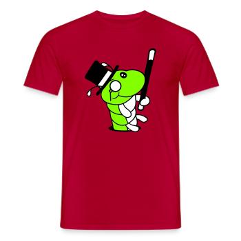 Caterpillar Sir Mr. Rich Monocle Glasses Cylinder Hole - Men's T-Shirt - red - Front - AI Model Male 178 dark (178cm)