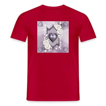 Coeur décoratif avec des roses blanches - T-shirt homme - rouge - Devant - AI Model Male 178 dark (178cm)