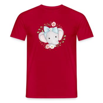 kleiner niedlicher Elefant im Blumenkranz - Männer T-Shirt - Rot - Vorne - AI Model Male 178 dark (178cm)