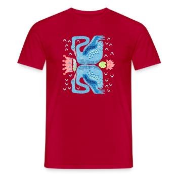 Cygnes bleus élégants avec des nénuphars - T-shirt homme - rouge - Devant - AI Model Male 178 dark (178cm)