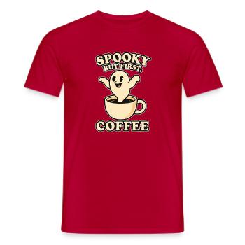 Spooky Kaffee Motiv mit Kuschelgeist - Männer T-Shirt - Rot - Vorne - AI Model Male 178 dark (178cm)