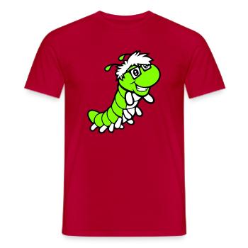 Nerd Caterpillar Intelligent Geek Worm Horn-rimmed Glasses Smart - Men's T-Shirt - red - Front - AI Model Male 178 dark (178cm)