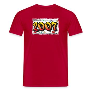 Best of 2007 Graffiti – 18 Years of Street Swagger - Men's T-Shirt - red - Front - AI Model Male 178 dark (178cm)