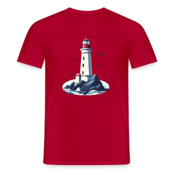 Phare sur la côte rocheuse - T-shirt homme - rouge - Devant - AI Model Male 178 dark (178cm)