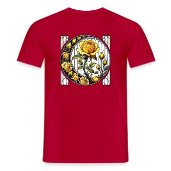 Yellow Rose Stained Glass Design - Men's T-Shirt - red - Front - AI Model Male 178 dark (178cm)