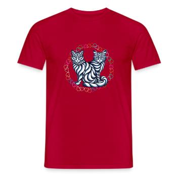 Retro Katzen Katze 60er - Männer T-Shirt - Rot - Vorne - AI Model Male 178 dark (178cm)