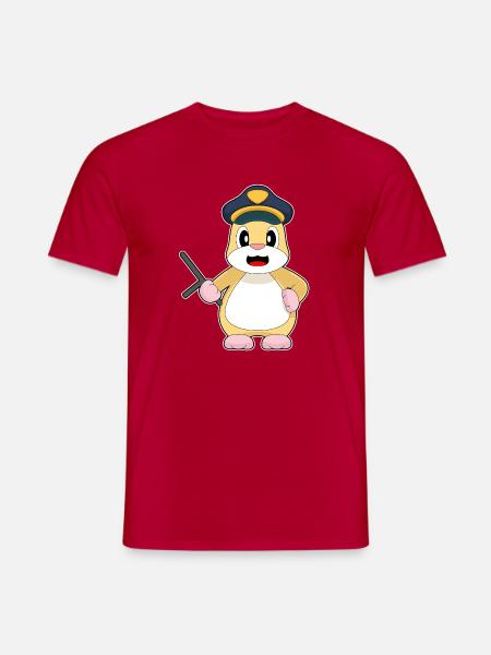 Hamster Policeman Baton Police - Men's T-Shirt - red