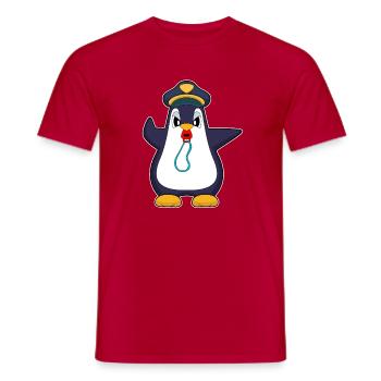 Pinguin Polizist Trillerpfeife Polizei - Männer T-Shirt - Rot - Vorne - AI Model Male 178 dark (178cm)