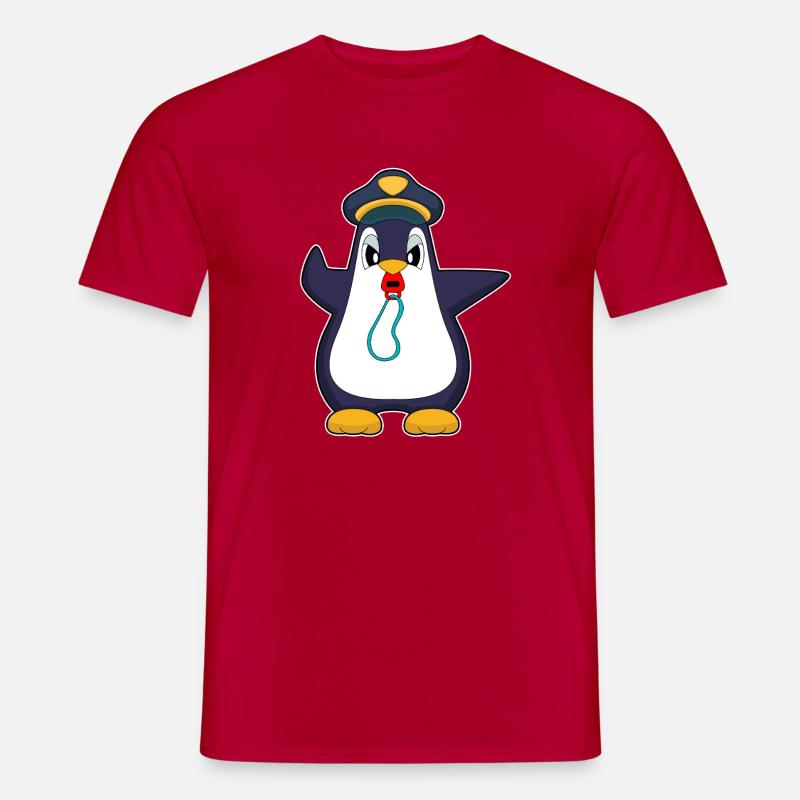 Pinguin Polizist Trillerpfeife Polizei - Männer T-Shirt - Rot