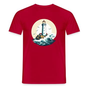 Leuchtturm am Meeresufer - Männer T-Shirt - Rot - Vorne - AI Model Male 178 dark (178cm)