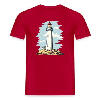 Lighthouse on the rock coastal motif - Men's T-Shirt - red - Front - AI Model Male 178 dark (178cm)