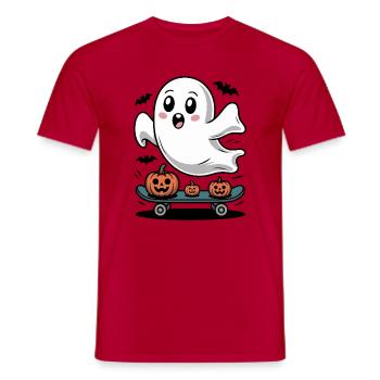 Ghost on Halloween skateboard - Men's T-Shirt - red - Front - AI Model Male 178 dark (178cm)