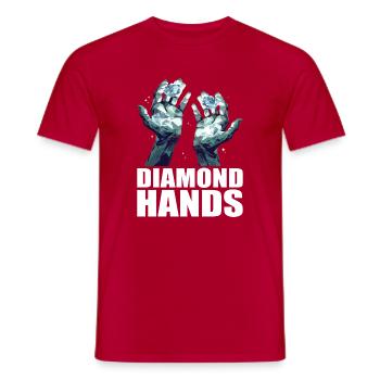 Commerce de mains de diamants - T-shirt homme - rouge - Devant - AI Model Male 178 dark (178cm)