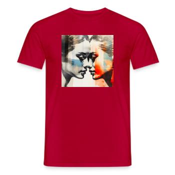 Fusion Colorée Amour Dualité - T-shirt homme - rouge - Devant - AI Model Male 178 dark (178cm)