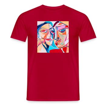 Colorful Abstract Expressionist Portrait - Men's T-Shirt - red - Front - AI Model Male 178 dark (178cm)