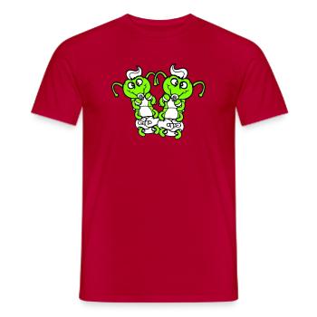 2 chenilles bébé hochet couche tétine enfant né - T-shirt homme - rouge - Devant - AI Model Male 178 dark (178cm)