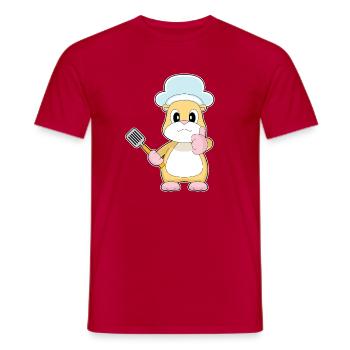 Hamster Koch Pfannenwender Kochen - Männer T-Shirt - Rot - Vorne - AI Model Male 178 dark (178cm)