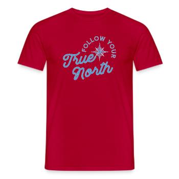 Motif de boussole avec message d'aventure - T-shirt homme - rouge - Devant - AI Model Male 178 dark (178cm)