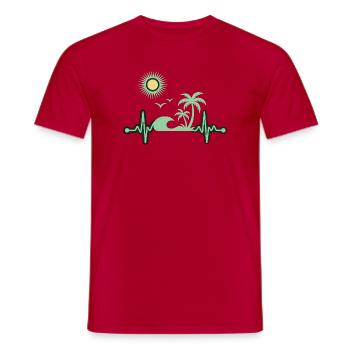 Tropical Palm Holiday Sea - Men's T-Shirt - red - Front - AI Model Male 178 dark (178cm)
