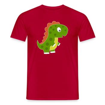 Playful dino with colorful back - Men's T-Shirt - red - Front - AI Model Male 178 dark (178cm)