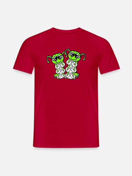 2 Raupe Mittelfinger Beleidigung Sonnenbrille Team - Männer T-Shirt - Rot